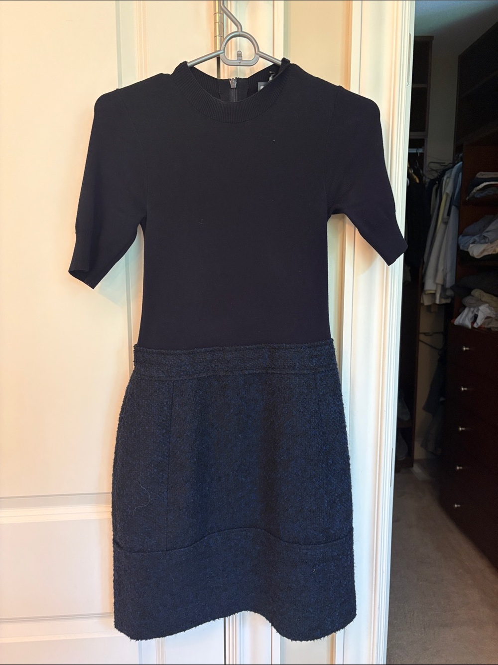 Ted Baker Black Knit Bodice with Textured Skirt Midi Dress